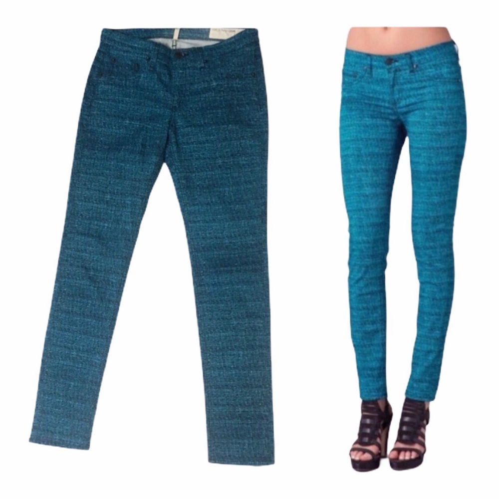 Rag & Bone Turquoise Tweed Print Jeans